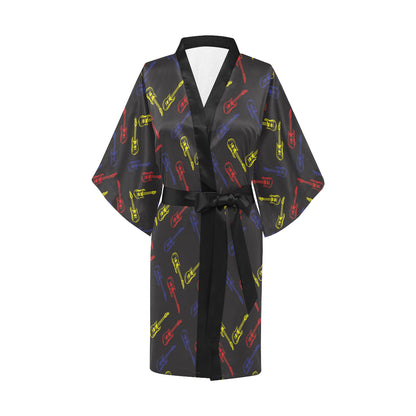 Electric Guitar Pattern Print Design 03 Women's Short Kimono