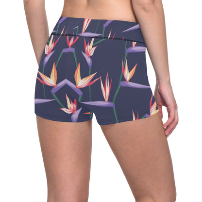 Bird Of Paradise Pattern Print Design BOP015 Yoga Shorts