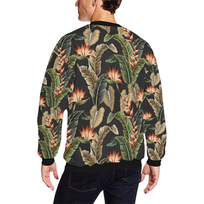 Tropical Flower Pattern Print Design TF014 Men Long Sleeve Sweatshirt