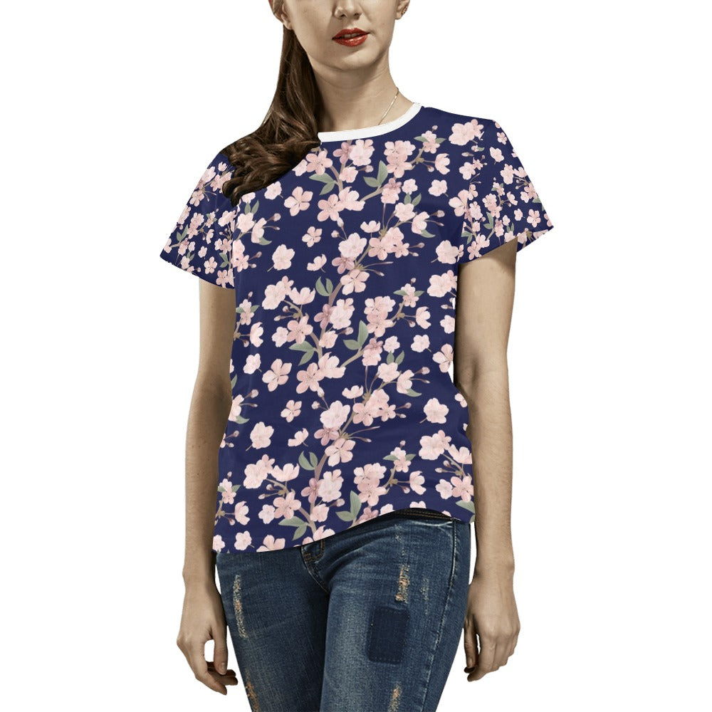 Sakura Print Design LKS301 Women's  T-shirt