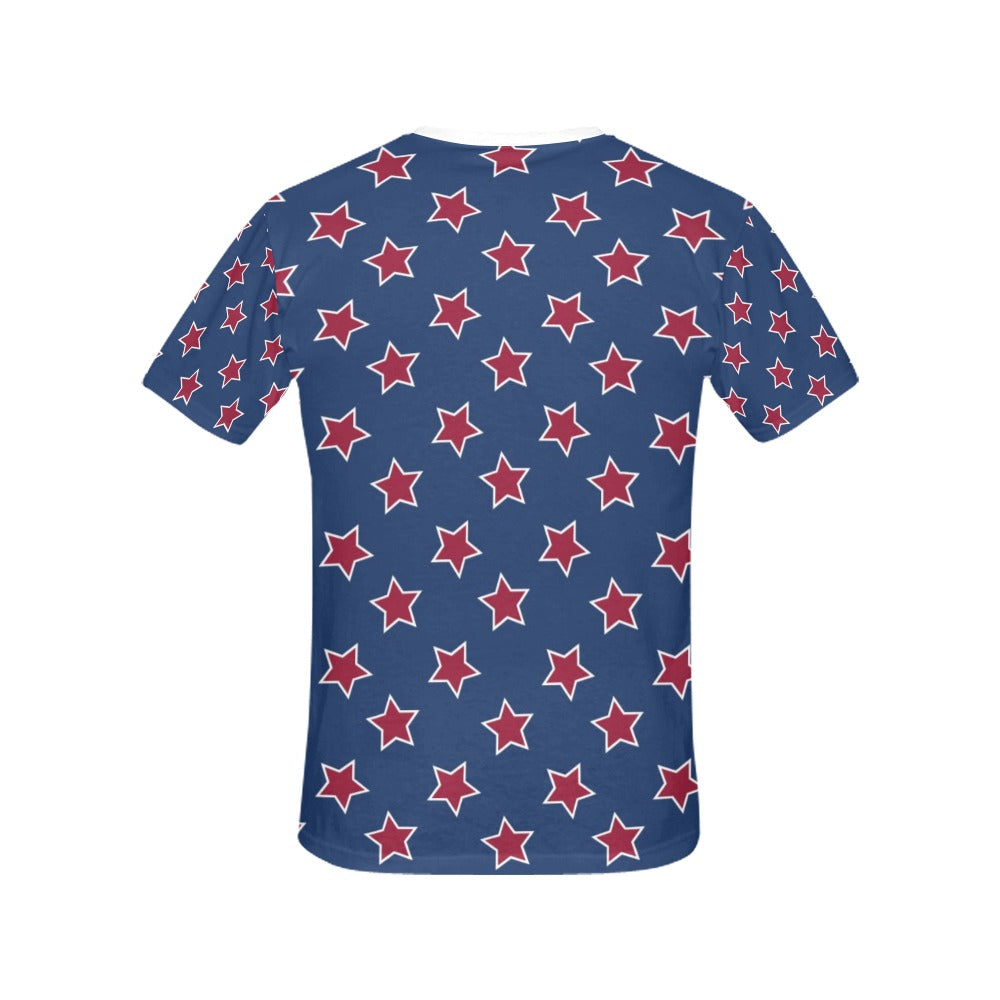 Star Red Blue Print Design LKS301 Women's  T-shirt
