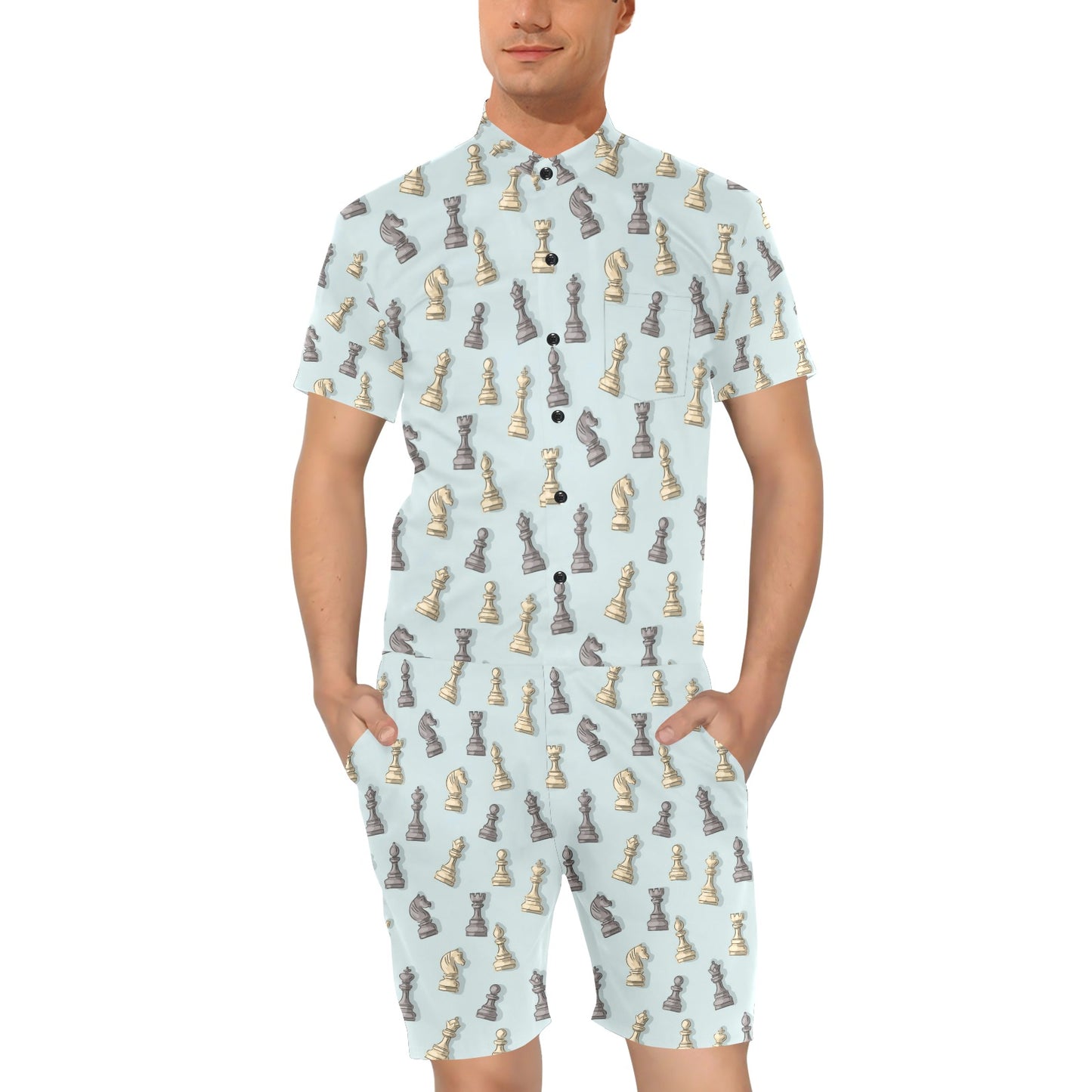 Chess Pattern Print Design 02 Men's Romper