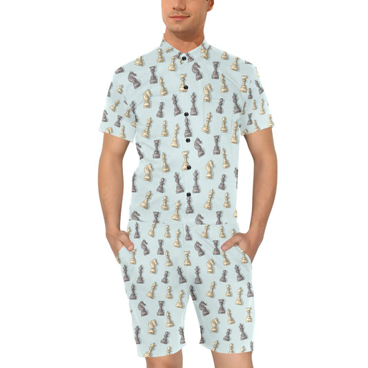 Chess Pattern Print Design 02 Men's Romper