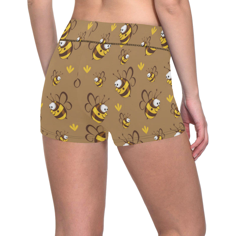 Bee Pattern Print Design BEE09 Yoga Shorts