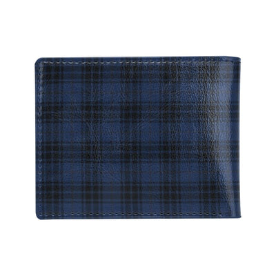 Navy Blue Tartan Plaid Pattern Men's ID Card Wallet