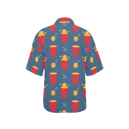Beer Pong Pattern Print Design 02 Women's Hawaiian Shirt