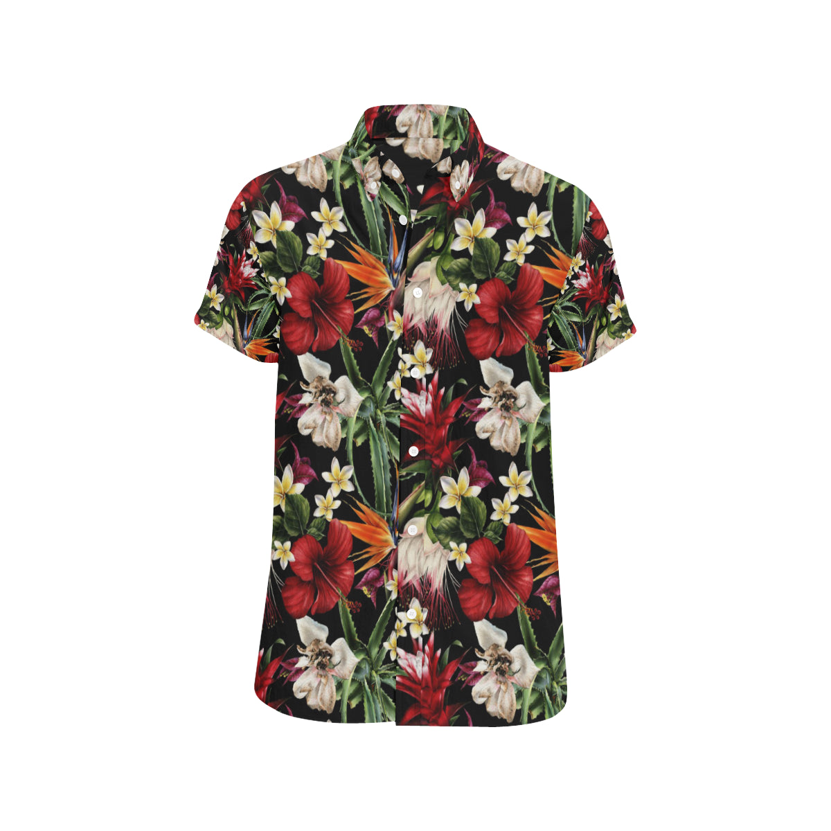 Summer Floral Pattern Print Design SF03 Men's Short Sleeve Button Up Shirt