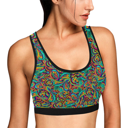 Psychedelic Trippy Floral Design Sports Bra