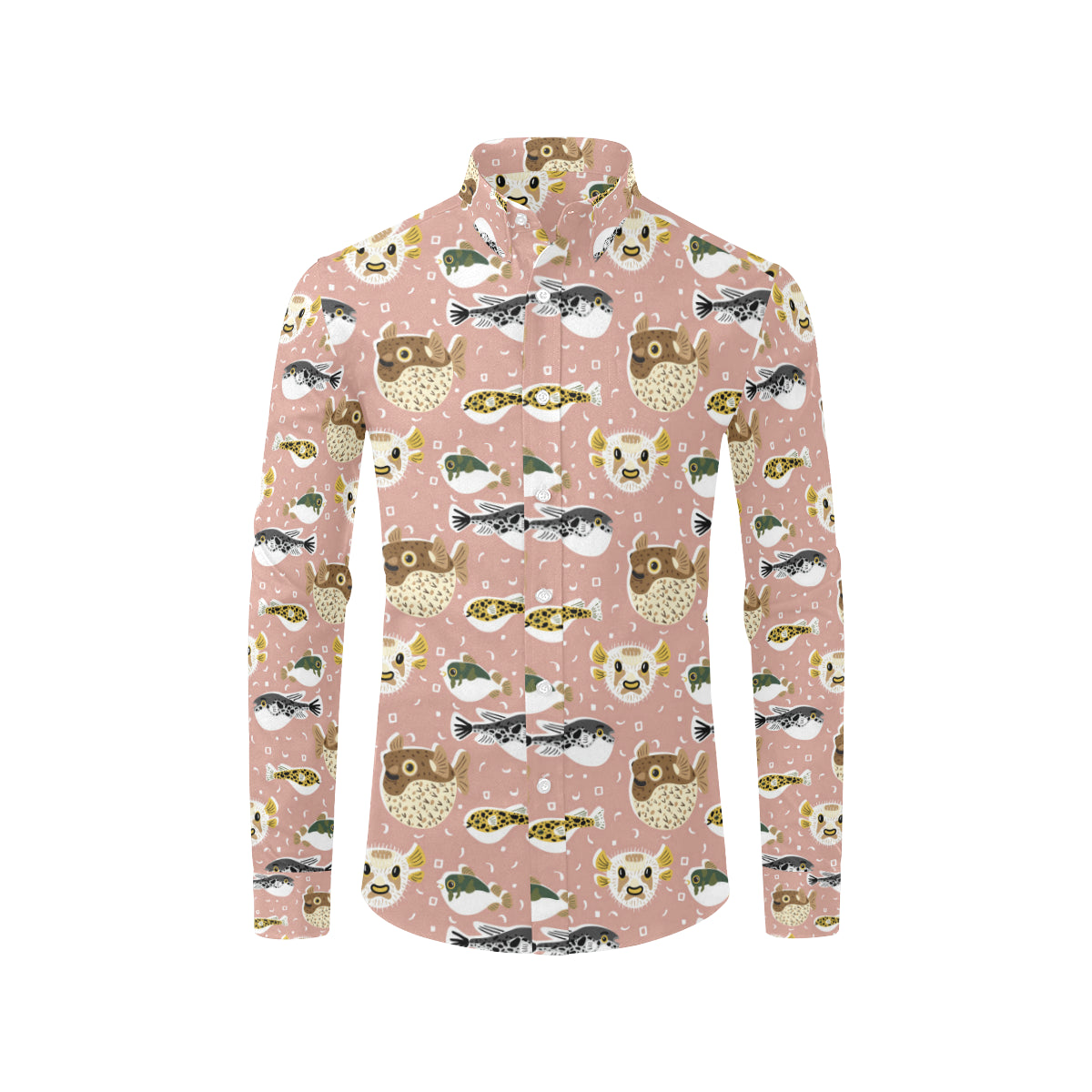 Fugu Cute Pattern Print Design 01 Men's Long Sleeve Shirt
