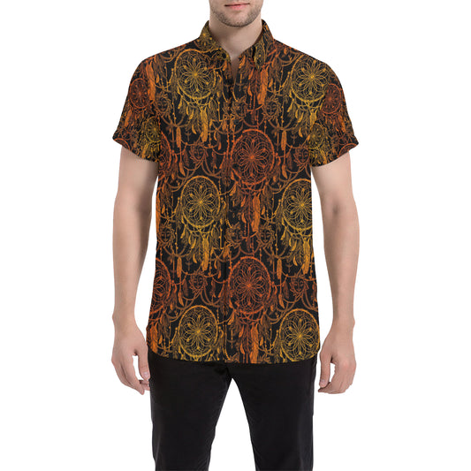Dream catcher Sun and Moon Men's Short Sleeve Button Up Shirt