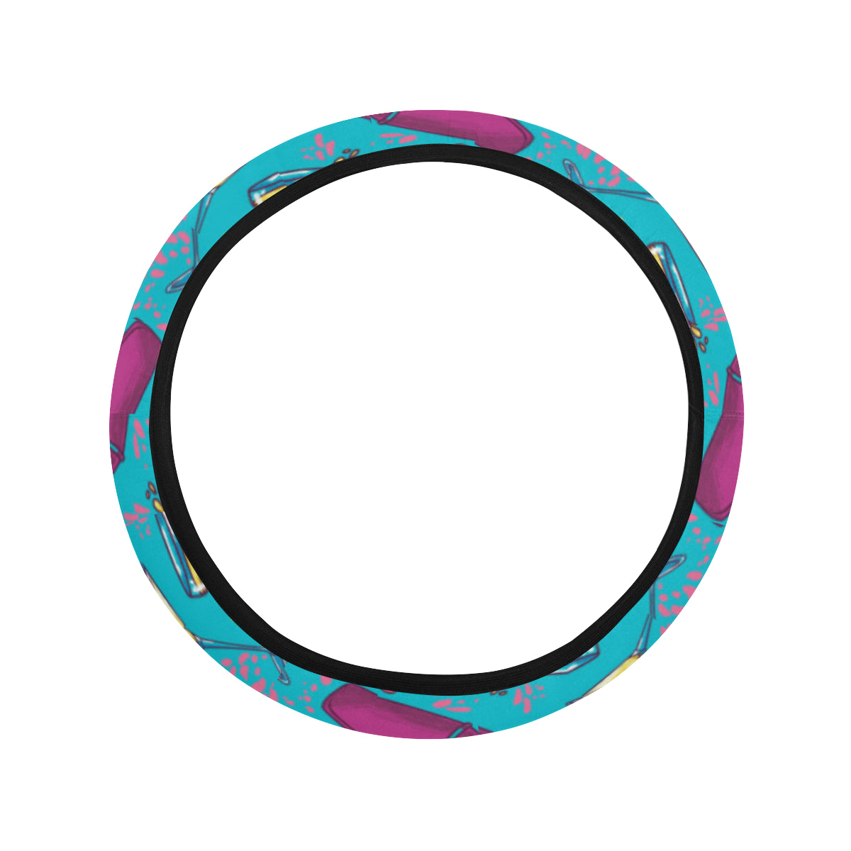 Cocktail Pattern Print Design 03 Steering Wheel Cover with Elastic Edge