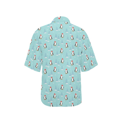 Ski Penguin Print Design LKS304 Women's Hawaiian Shirt