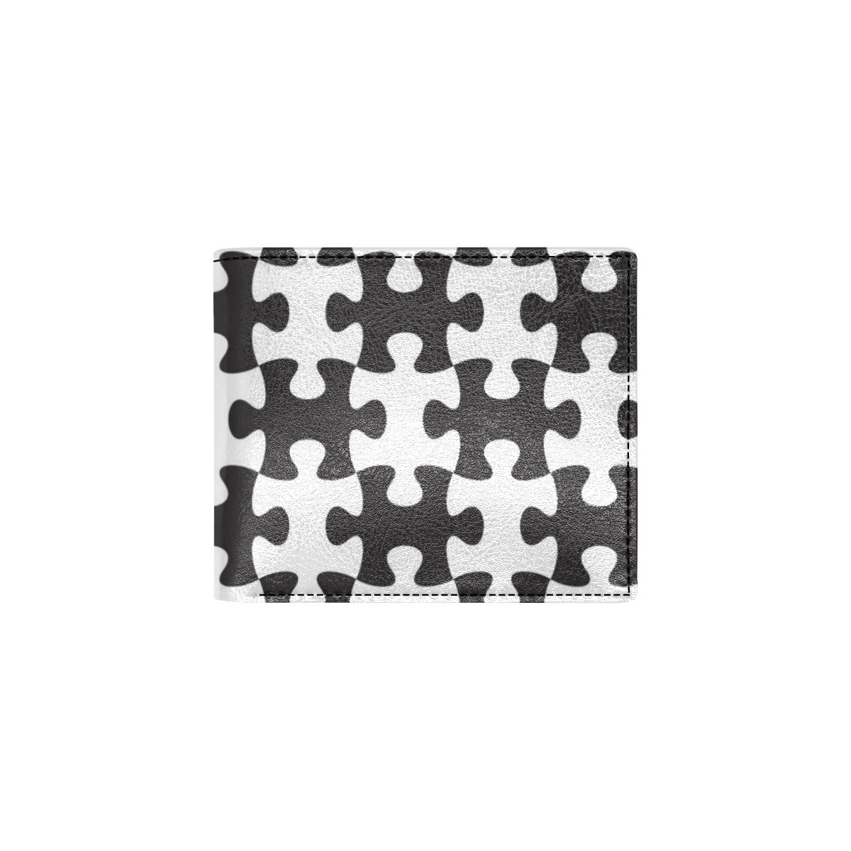 Puzzle Black White Pattern Print Design A02 Men's ID Card Wallet