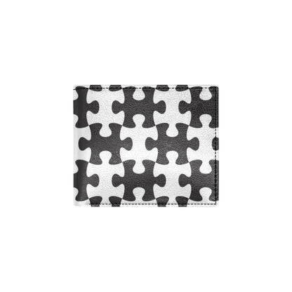 Puzzle Black White Pattern Print Design A02 Men's ID Card Wallet