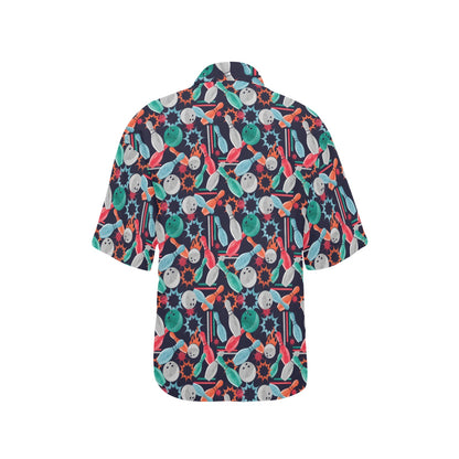 Bowling Pattern Print Design 08 Women's Hawaiian Shirt