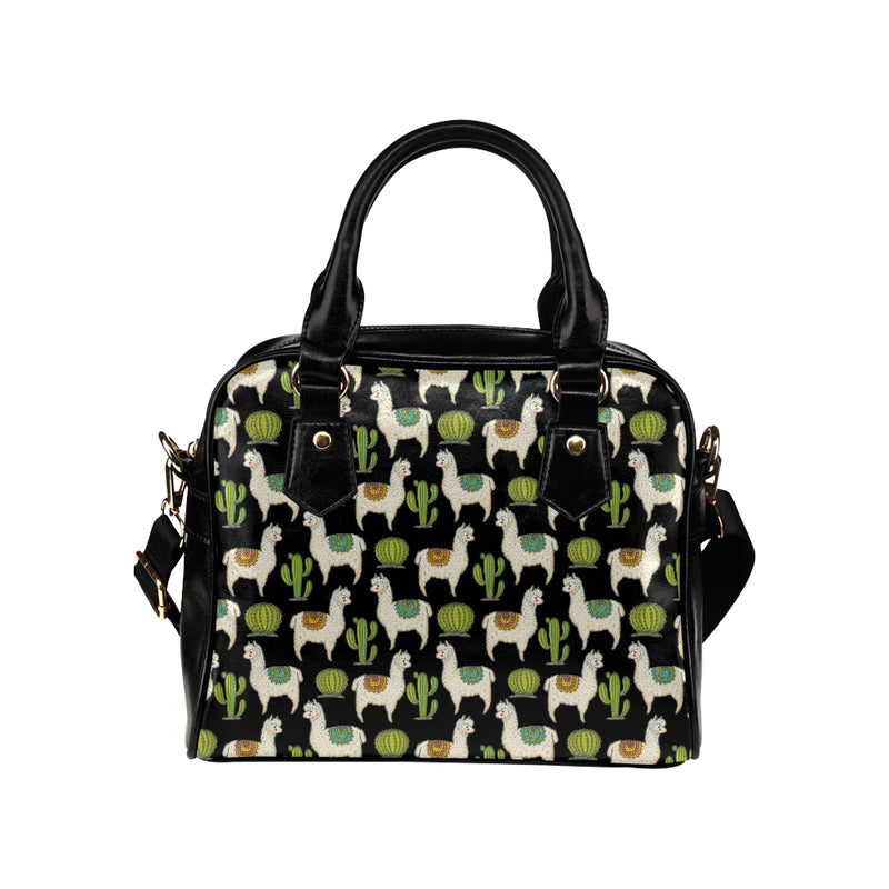 Alpaca Cactus Pattern Print Design 07 Shoulder Handbag