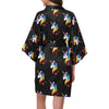 Rainbow Unicorn Pattern Print Design A03 Women's Short Kimono