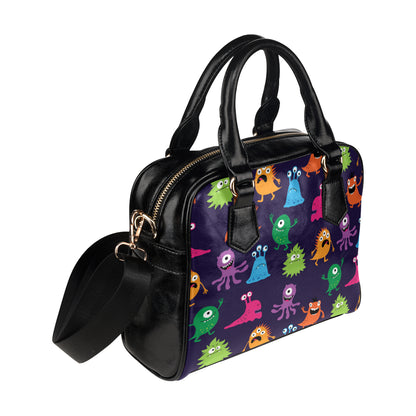 Monster Cartoon Pattern Print Design 02 Shoulder Handbag