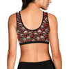 Skull Roses Design Themed Print Sports Bra