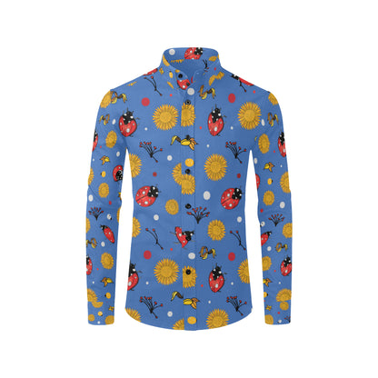 Ladybug Pattern Print Design 05 Men's Long Sleeve Shirt