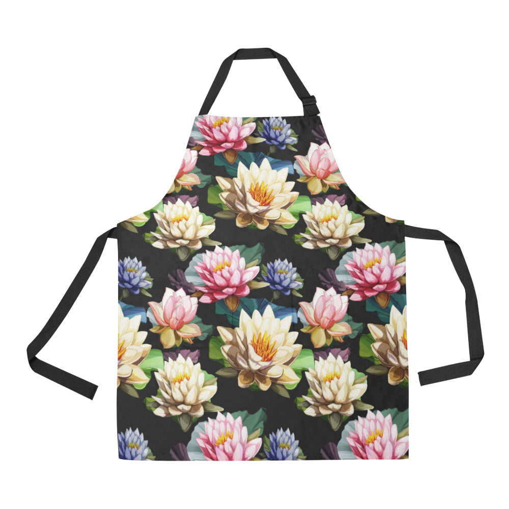 Water Lily Pattern Print Design WL02 Apron with Pocket