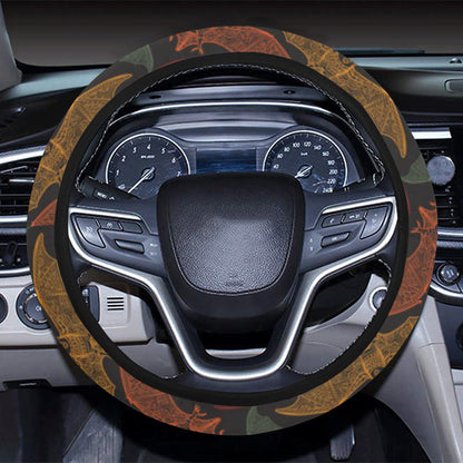 Bat Tribal Pattern Print Design 03 Steering Wheel Cover with Elastic Edge