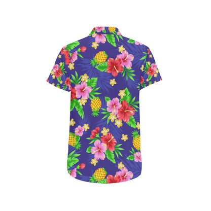 Hawaiian Themed Pattern Print Design H05 Men's Short Sleeve Button Up Shirt