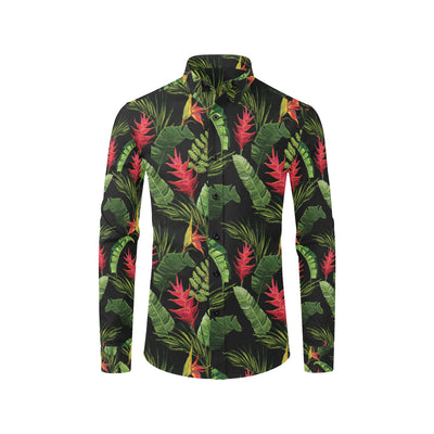 Bird Of Paradise Pattern Print Design BOP010 Men's Long Sleeve Shirt