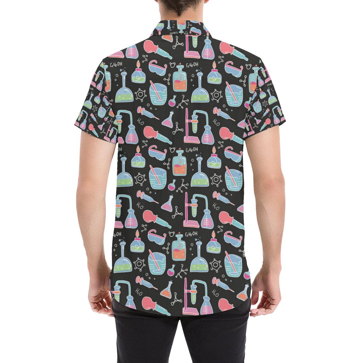 Chemical Pattern Print Design 06 Men's Short Sleeve Button Up Shirt