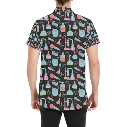 Chemical Pattern Print Design 06 Men's Short Sleeve Button Up Shirt