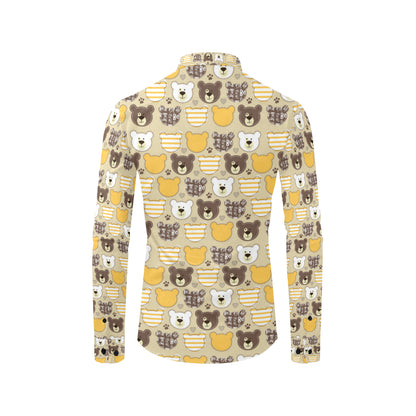 Bear PatchworkPattern Print Design 01 Men's Long Sleeve Shirt