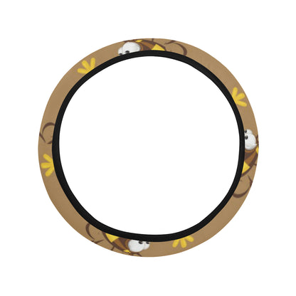 Bee Pattern Print Design BEE09 Steering Wheel Cover with Elastic Edge