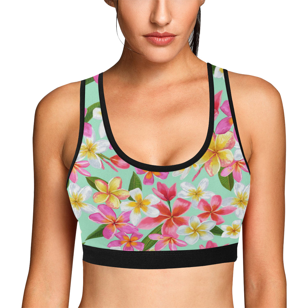 Plumeria Pattern Print Design PM014 Sports Bra