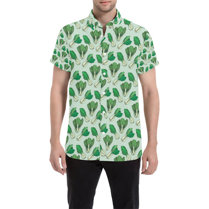 Bok Choy Pattern Print Design 01 Men's Short Sleeve Button Up Shirt