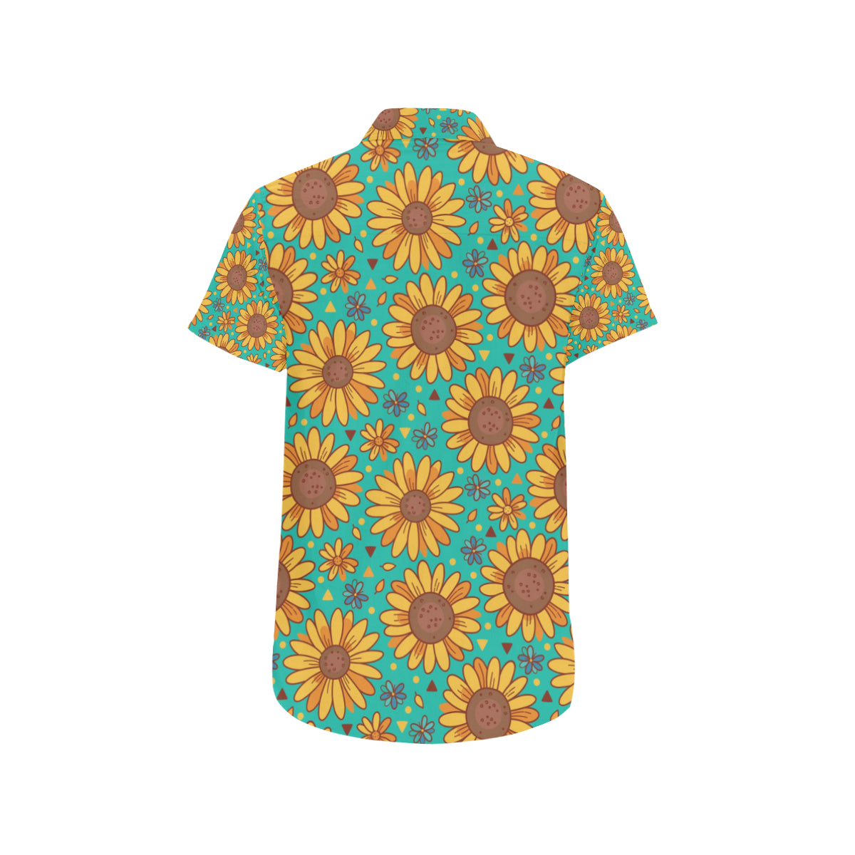 Sunflower Pattern Print Design SF013 Men's Short Sleeve Button Up Shirt