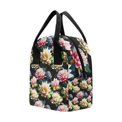 Water Lily Pattern Print Design WL02 Insulated Lunch Bag