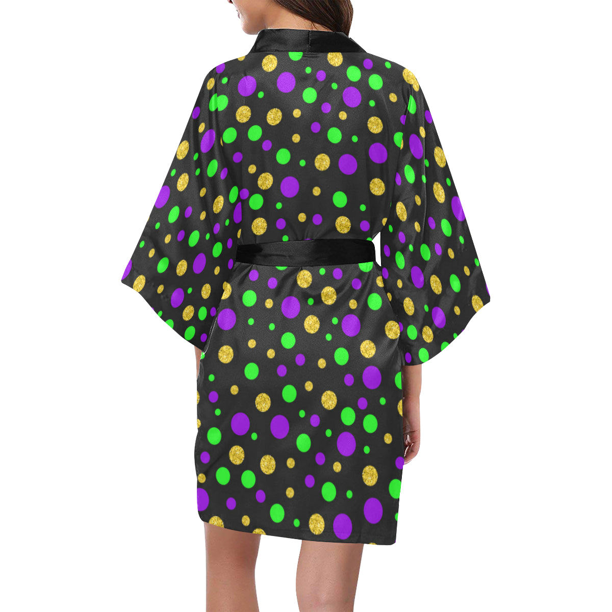 Mardi Gras Pattern Print Design 07 Women's Short Kimono