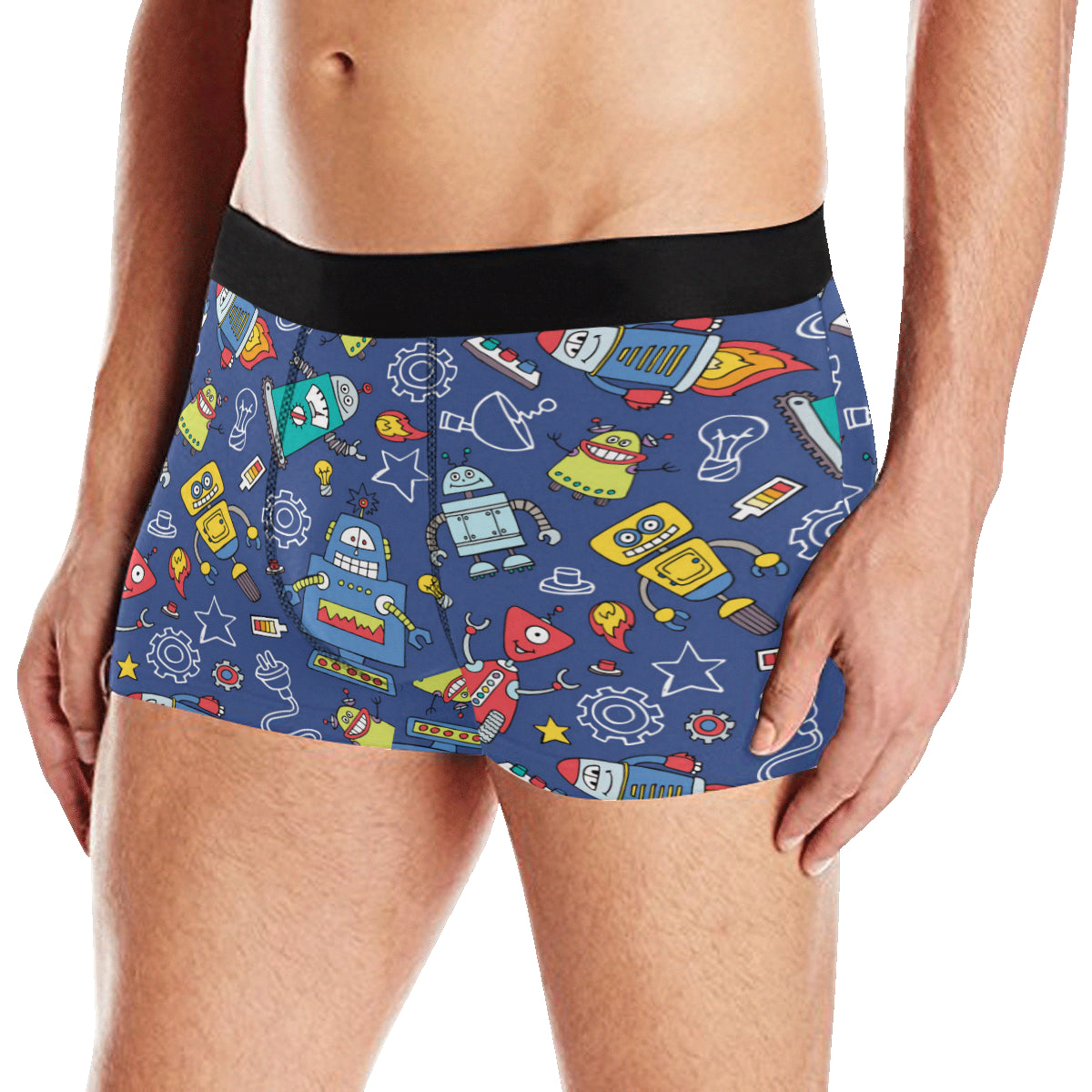 Robot Pattern Print Design A03 Men's Boxer Briefs