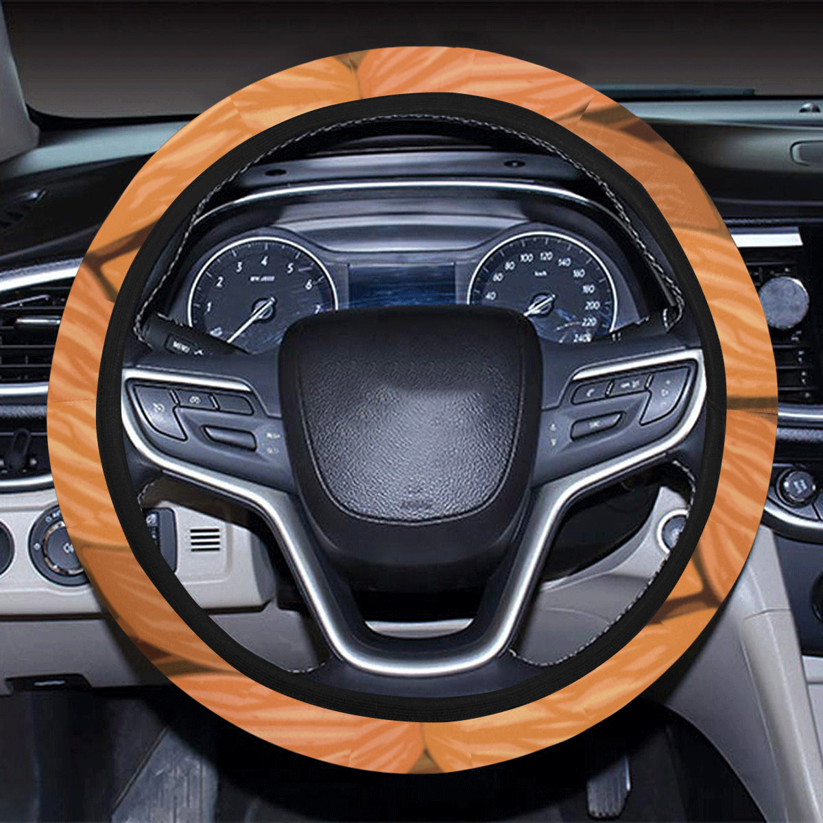 Almond Pattern Print Design 01 Steering Wheel Cover with Elastic Edge