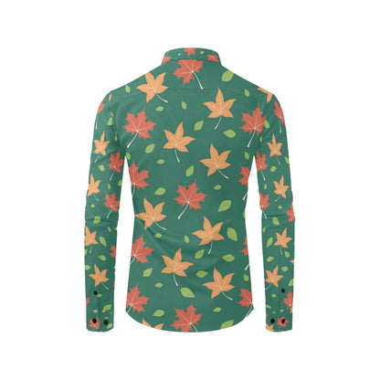 Maple Leaf Pattern Print Design 04 Men's Long Sleeve Shirt