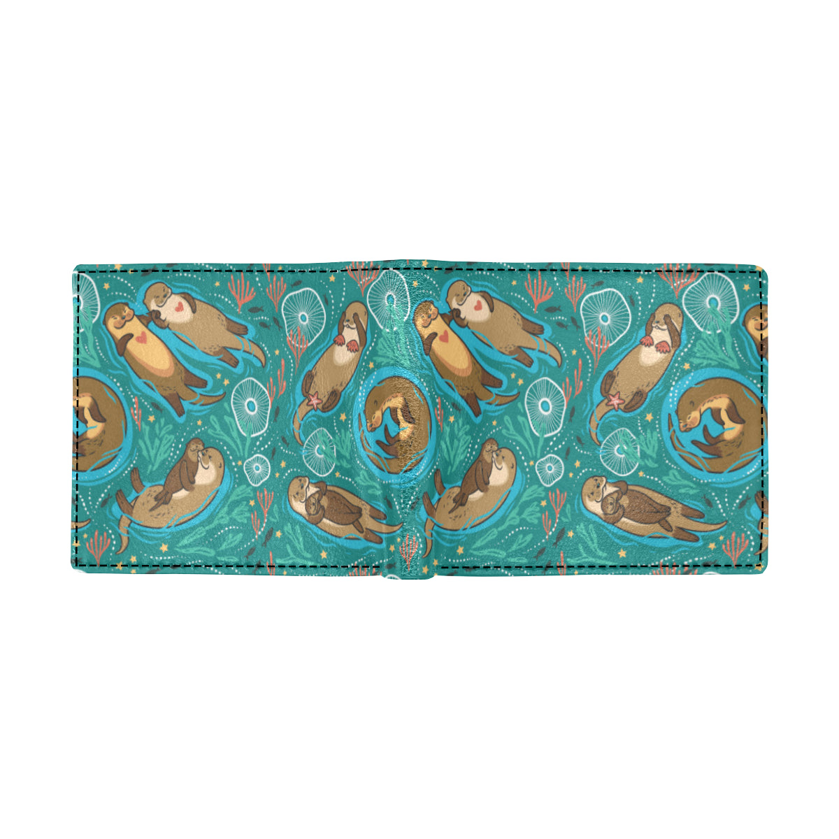 Sea Otter Pattern Print Design 01 Men's ID Card Wallet
