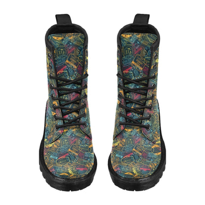 Travel Stamp Colorful Print Design LKS304 Women's Boots