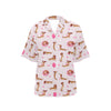 Dachshund Pattern Print Design 10 Women's Hawaiian Shirt