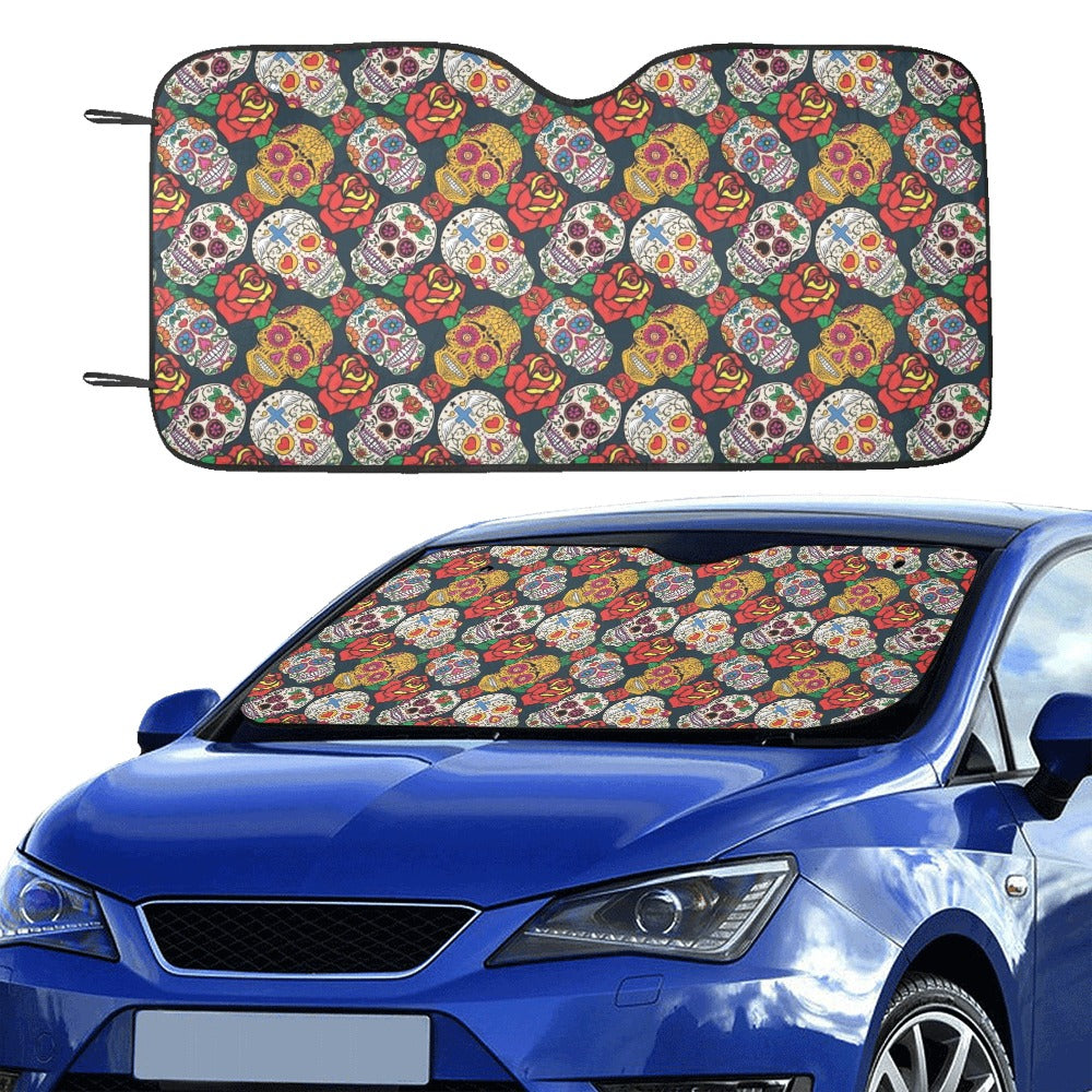 Sugar Skull Print Design LKS306 Car front Windshield Sun Shade