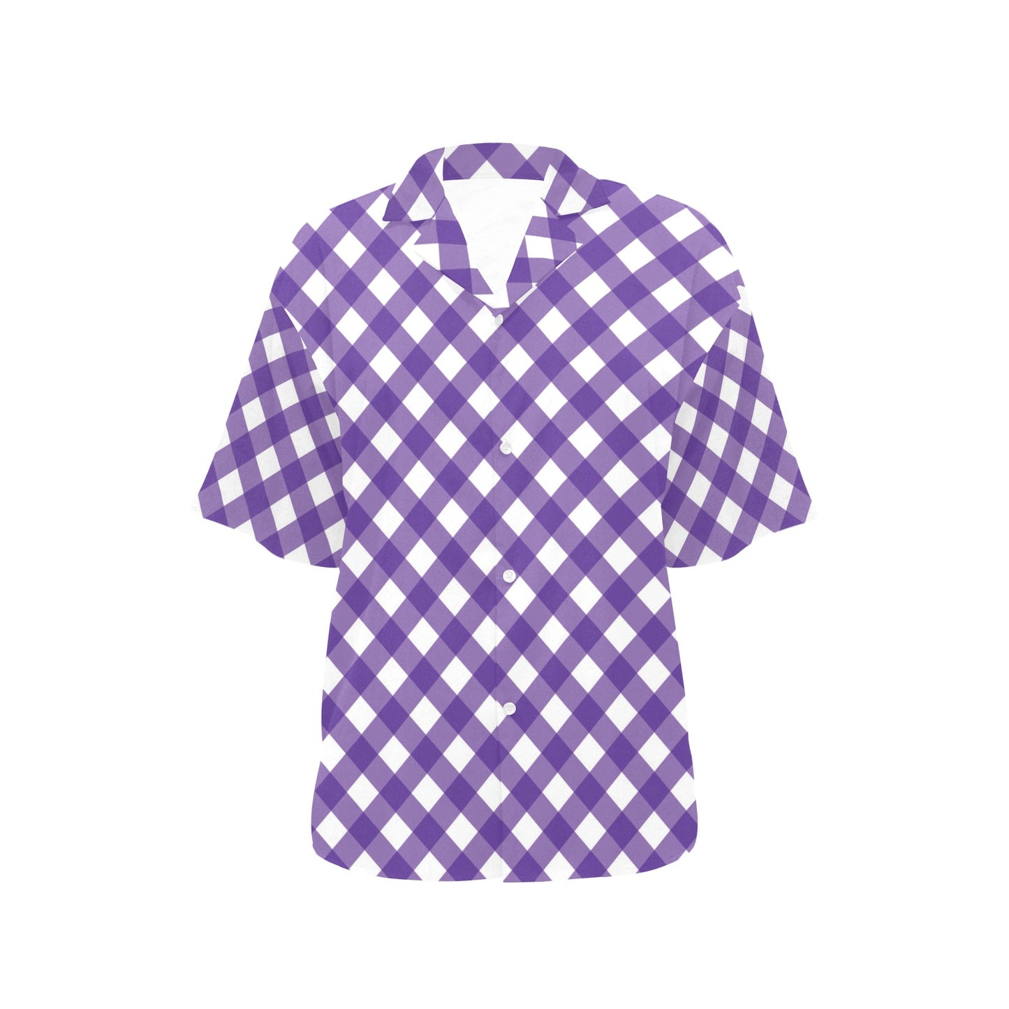 Gingham Purple Pattern Print Design 03 Women's Hawaiian Shirt