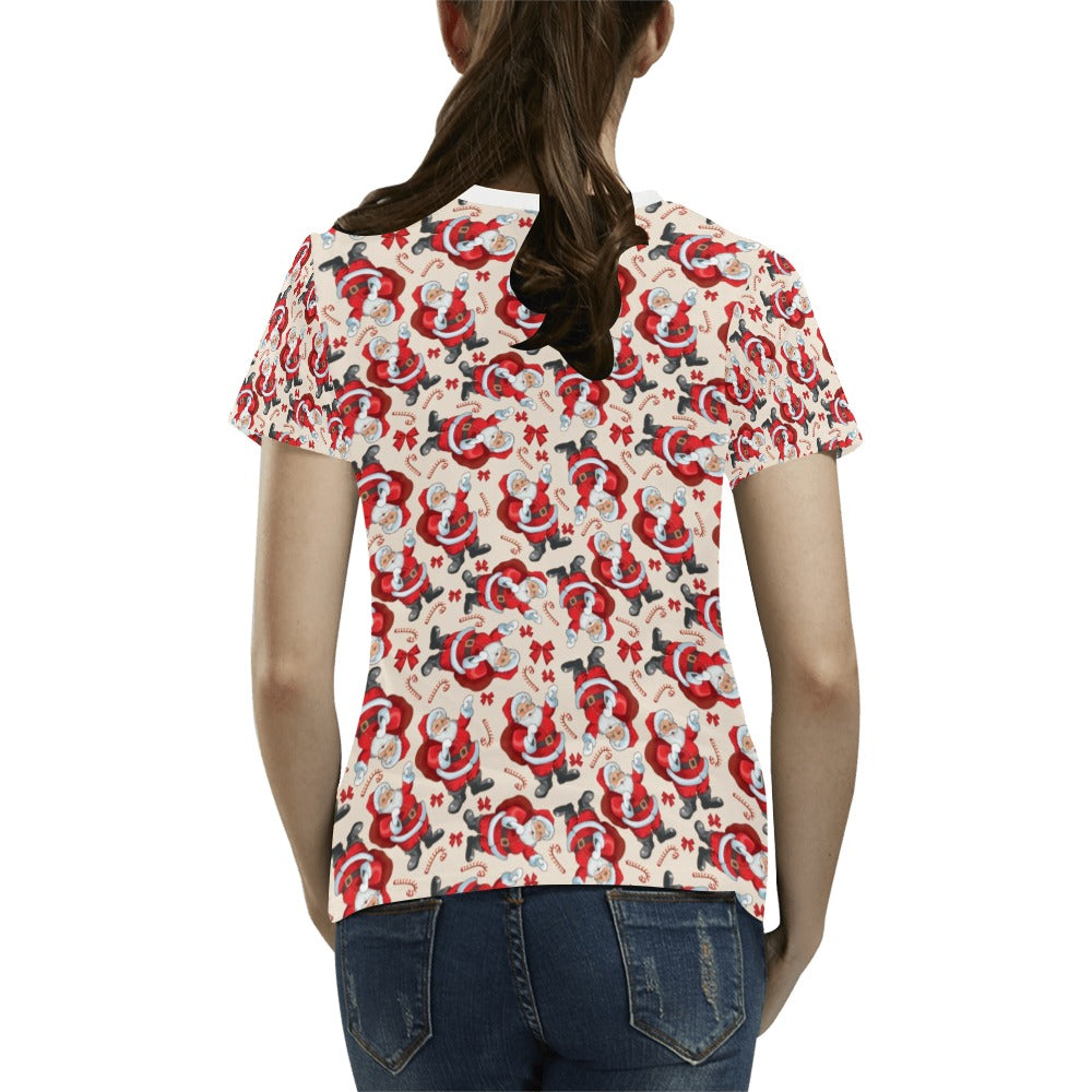 Santa Christmas Themed Print Design LKS302 Women's  T-shirt
