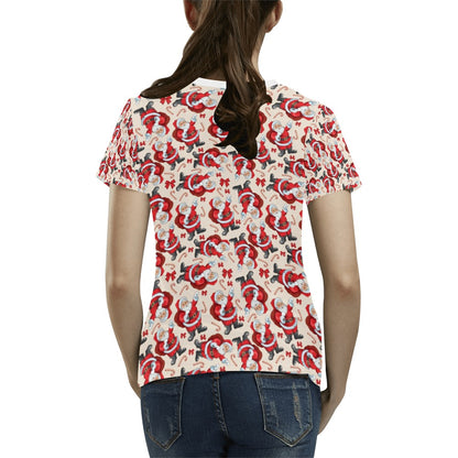 Santa Christmas Themed Print Design LKS302 Women's  T-shirt