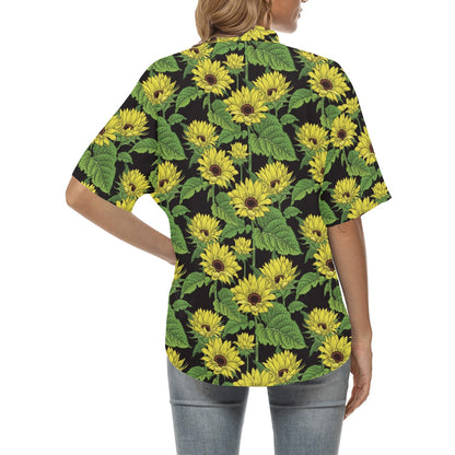 Sunflower Print Design LKS3010 Women's Hawaiian Shirt