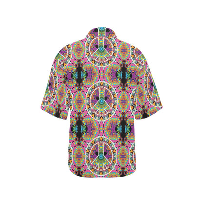 Peace Sign Pattern Print Design A03 Women's Hawaiian Shirt