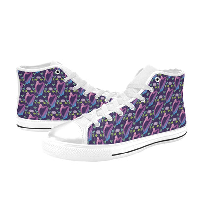Harp Print Design LKS403 High Top Women's White Shoes